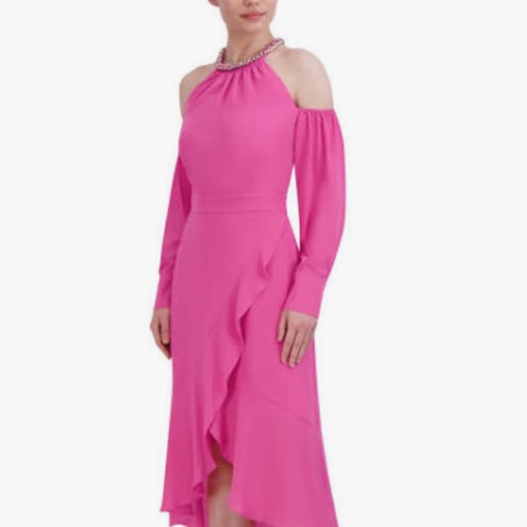 BCBGMAXAZRIA Women's Asymmetric Cut-out Midi-dress SiZE S SPL - Picture 2 of 6